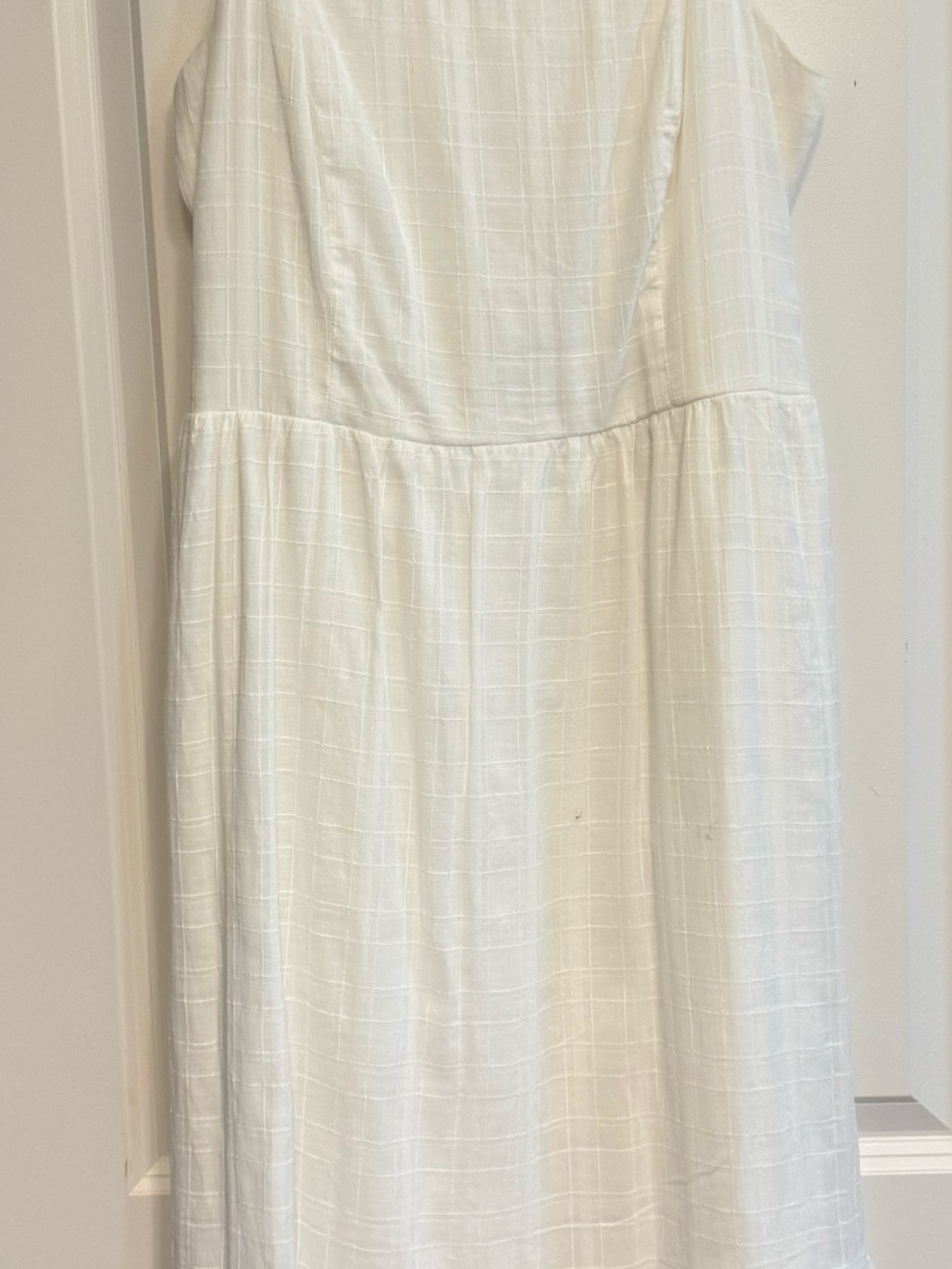 june & hudson White Sleeveless Midi Dress with Subtle Check